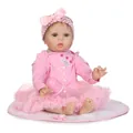 Realistische Reborn Babypuppe im rosa Tütü mit Kronenstickerei und Zubehörset - Krone Nummer 1 Rosa Rock Stil / Rosa