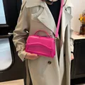 Chic magenta square crossbody bag with wavy stitching and top handle for women - Rose Red