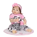 Bambola reborn realistica con vestito a mucca, biberon e accessori per il ciuccio - Stile Jumbo