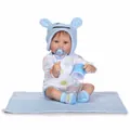 Bambola reborn realistica con felpa blu con cappuccio, ciuccio magnetico e biberon - Ragazzo Come Mostrato / 40 cm