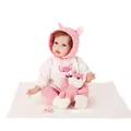 Lifelike reborn baby doll wearing pink fox outfit with matching plush toy and pacifier - 55 cm / Pink Fox Style