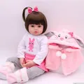 60cm realistic newborn baby doll with pink bunny outfit and matching hooded cape - Pink Rabbit Theme Brown Hair Style (Figure 3) / 60CM