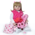 60cm realistic reborn baby doll with blonde hair and pink outfit with plush toy - Pink Giraffe Outfit Blonde Hair Style (Figure 1) / 60CM
