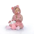 Realistic 18-22 inch silicone reborn baby doll in pink knit outfit with bear toy - Open Eyes Style (With Fox Plush Toy) / Pink / 48cm