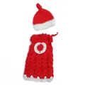 Handmade crochet baby photography outfit with red Christmas hat and knitted romper suit - Christmas Red White Knitted Hat And Romper (5)