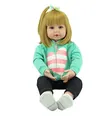 Detail of 60cm lifelike reborn baby doll with blonde hair in a mint green heart hoodie - White / 60 cm