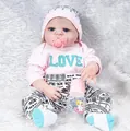 Realistic baby doll set in pink LOVE top and geometric pants with pacifier and bottle - Pink Baby Bottle Set
