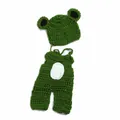 Set fatto a mano all'uncinetto verde bosco cappello e salopette per bambole da 28 cm - Set 2 Pezzi In Maglia Verde Bosco Orecchie Tonde (6)