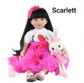 Scarlett reborn toddler doll with long black hair, blue eyes and pink tutu skirt - Pink Skirt Black Hair Scarlett Style (2) / 60 cm