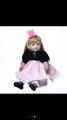 Reborn toddler girl doll with long blonde hair in a pink princess dress and floral headband - Long Gold Hair Princess Dress Style / Gold