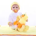 Lifelike soft silicone baby doll in polka dot outfit with plush duck and blanket set - 50 cm / Yellow