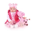 Bambola reborn NPK in silicone realistico con vestito rosa a pois e peluche a giraffa - Stile Set Giraffa Rosa a Pois (3) / 48cm
