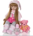 60cm realistic reborn toddler doll with pink bunny outfit and plush bear accessory - Pink Rabbit Hat Style (6) / 60 cm