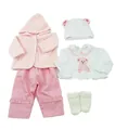 Detailansicht des 5-teiligen Puppenkleidungssets in Rosa und Weiß mit Bärenstickerei - Bär-Stil (Abb. 6)