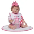 Detailed close-up of 48cm reborn doll with lifelike skin, lace outfit and pink accessories - Pink Crown Princess Style (1638 Crown) / 48cm