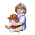 22 inch reborn toddler baby girl doll with brown hair and pink striped outfit - Blonde