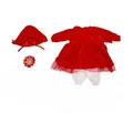 Vierteiliges rot-weißes Puppenkleidungsset mit Tutu-Kleid und passendem Hut - Rotes Kleid Stil (Abb. 11)