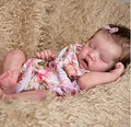 Lifelike 18 inch sleeping reborn baby girl doll with pink bow and floral outfit - Pink Bow With Pink Floral Outfit
