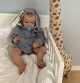70cm realistic Liam reborn toddler doll in gray rabbit ear hoodie with blue pacifier - Grey Bunny Onesie Style / Gray (Style 2) / 70 cm