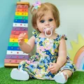 55cm realistic reborn baby doll Maggi in floral dress with floral headband and pacifier - Yellow Floral Dress Style / 55cm