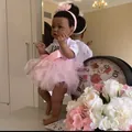 55cm African American Reborn doll Saskia in pink tutu skirt and white shirt set - Cloth Body Style / Pink And White Style
