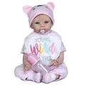 Muñeca reborn de 55cm realista con gorro de orejas de oso rosa y kit de accesorios - Juego Oso Rosa / Rosa / 55 cm