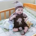 55cm lifelike reborn baby doll in brown striped outfit with teddy bear and bottle - Brown Striped Monkey Outfit (1806) / Brown Stripes / 55 cm