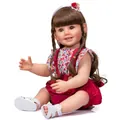 55cm levensechte Cammi prinses herboren pop met bruine vlechten en 3D-huidtextuur - 55cm / Realistisch Baby Meisje (Met Bloemenoutfit) / Zoals getoond