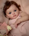 Realistic 60cm reborn toddler doll with blue eyes and pink lace dress for girls - 60/55 Standard Hand Painted / 60cm Cloth Body Doll