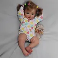 Lifelike 45cm reborn baby doll with 3D skin texture, pigtails and fruit print romper - Colorful Fruit Print Baby Romper (Style 2015)