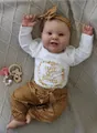 Realistic 60cm reborn doll in white bodysuit and yellow polka dot trousers set - Long Sleeve Style / 60CM