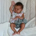20 inch lifelike African American reborn baby doll Laura in floral outfit sleeping - Realistic Sleeping Style (48cm Cloth Body)