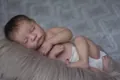 Realistic 49cm newborn reborn doll Levi sleeping in white diaper on plush blanket - Boy Style / 49cm