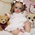 Bambola realistica Reborn con capelli ricci e vestito da principessa rosa seduta - Stile Dipinto a Mano Corpo in Tessuto 60cm