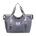 Large capacity waterproof travel duffel bag with dry-wet separation and bottom shoe compartment - Gray
