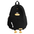 Mochila de invierno minimalista de pana con diseño de pato amarillo y gran capacidad - Negro