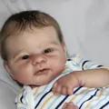 Realistic Elijah reborn baby doll with 3D hand-painted skin and striped infant clothes - Realistic Striped Style / 46cm