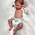 Realistic 49cm reborn baby doll Loulou Awake with 3D skin and visible veins in sleeping pose - Full Silicone Body (RBG30-2) / 49cm