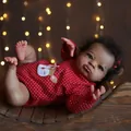 50cm lifelike reborn baby doll with black skin wearing red polka dot reindeer outfit - 50cm Cloth Body (2178)