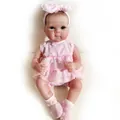 Handmade 48cm reborn baby doll Bettie in pink lace dress with realistic 3D skin details - Exquisite Painted Doll / Full Vinyl Body Girl