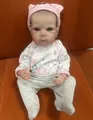 18 inch lifelike reborn baby doll Bettie in pink elephant print outfit and hat - Gray Elephant Print Style