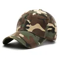 Casquette de baseball classique camouflage avec visière incurvée pour la protection solaire - Réglable / Camouflage Uni Vert Militaire Adulte