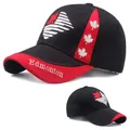 Black and red baseball cap with Canada Edmonton embroidery and maple leaf details - Edmonton City Name Embroidery / Black