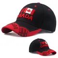 Black and red baseball cap featuring Canada flag embroidery and I Love Canada text - I Love Canada Embroidery / Canada Black & Red