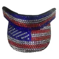 Detail view of the American flag rhinestone pattern on the visor's brim and crown - USA Flag Full Rhinestones