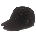 Detailed view of black knitted baseball cap featuring elegant rhinestone embellishments - Adjustable / Black