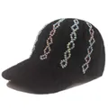 Detailed view of black knitted baseball cap with sparkling rhinestone wave patterns - Adjustable / Black