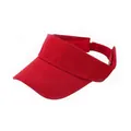 Detail of red sun visor hat showing adjustable strap and reinforced stitching - Adjustable / Red