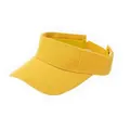 Detail view of the yellow sun visor with breathable fabric and adjustable velcro strap - Adjustable / Yellow