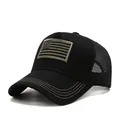 Unisex US flag embroidery mesh baseball cap for summer sun protection and outdoor style - Adjustable / Black